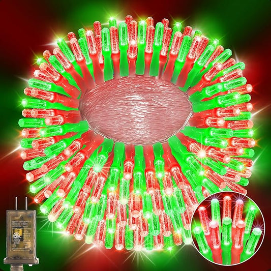 Heceltt 360 LED 118 FT String Lights Outdoor, 8 Modes Christmas Lights Plug in, IP44 Waterproof Led String Lights with Timer and Memory for Xmas Yard Garden Decorations (Red and Green)