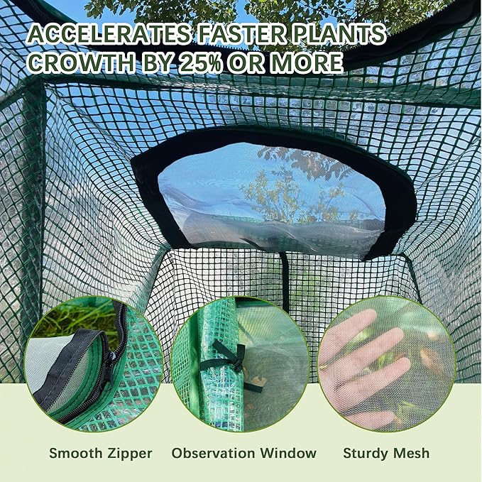 47.2" *14.6" *13.4" Foldable Garden Row Accelerator Plants Cover for Raised Garden Bed, Mini Greenhouse Cover with Two Air Hole and Breathable Mesh, Frost Cover for Plant Vegetable Seedling Protector