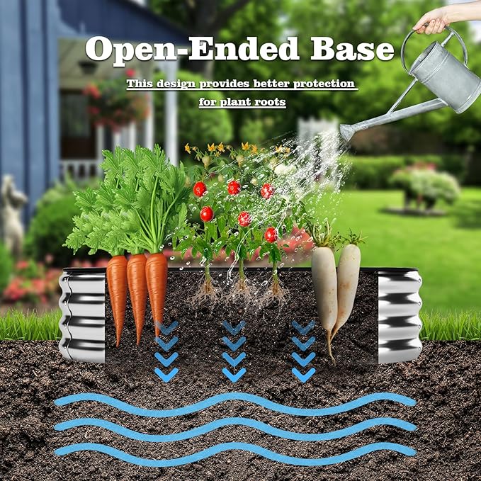 Galvanized Metal Planter Raised Garden Bed Kit for Gardening Outdoor，4x2x1ft 2 Planter Grow Garden Box Raised Flower Bed，Long Vegetable Clearance Herb Raised Garden Beds for Gardening White