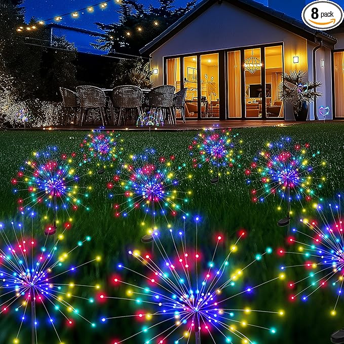 Garden Decor Solar Lights Outdoor,8Pack 120LED Waterproof Colorful Solar Garden Lights Your Outdoor Decoration,Yard, Patio, Porch,Flower Pot,Pathway,Christmas