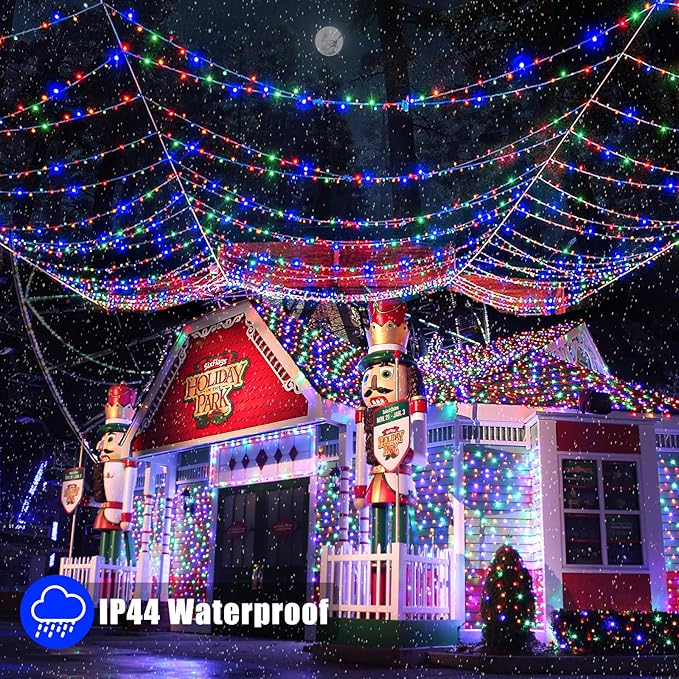 100ft Christmas Lights Outdoor Waterproof, 300 LED String Lights for Bedroom Clear Wire with 8 Modes, Plug in Twinkle Fairy String Light for Indoor Outdoor Home Party Garden Decorations, Multicolor