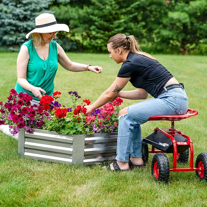 Sunnydaze Galvanized Raised Garden Bed - Metal Raised Bed for Gardening - Outdoor Planter Box for Flowers, Plants, and Vegetables - Gray - 12.25" Hexagon