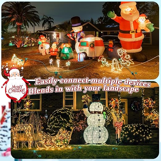 Feekoon 20 FT Extension Cord Splitter with Timer and 3 Outlet Plug, 16awg SJTW Outdoor Extension Cord with Multi Outlet Safety Cover for Holiday Lights Garden Patio Christmas Outdoor Decorations