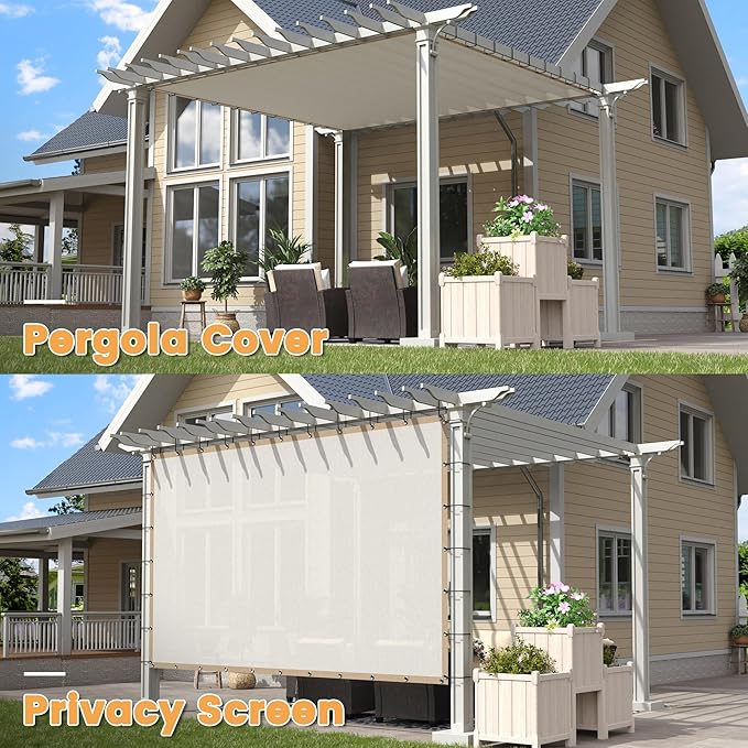 VICLLAX Shade Fabric Sun Shade Cloth with Every 2 FT Grommets for Patio Garden Pergola Cover Canopy 22x23 FT, Cream