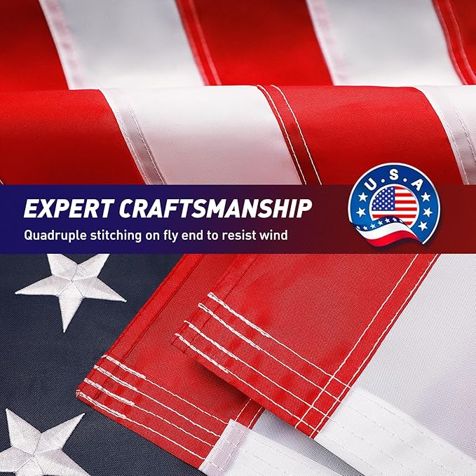 American Flag 10x15 FT, US Flags with Embroidered Stars Sewn Stripes Brass Grommets, Vivid Color, All Weather United States Flag, Polyester USA Flag for Outdoors Indoors (10x15 Foot)