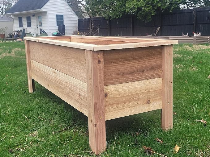 Handmade Custom Heavy Duty Rectangular Raised Cedar Wood Garden Planter Box – 46", 36", 24" – Indoor/Outdoor Farmhouse Style for Flowers & Vegetables – Made in USA (36" L x 15.5" W x 16.5" H)