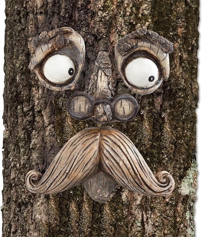 Bits and Pieces - 'Old Man' Tree Hugger - Yard Decorations - Whimsical Tree Sculpture - Garden Decoration - Garden Peeker Yard Art
