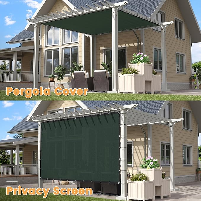 VICLLAX Shade Fabric Sun Shade Cloth with Every 2 FT Grommets for Patio Garden Pergola Cover Canopy 16x21 FT, Dark Green