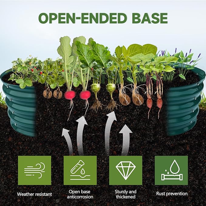 Galvanized Metal Raised Garden Bed 4x2x1ft Large Raised Planter 1Pack Outdoor Blue Planter Box with Rubber Stripe and Safety Gloves for Vegetables, Fruits, Flowers