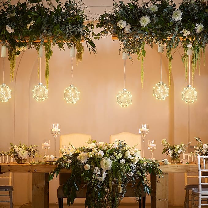 FURORA LIGHTING Ball String Lights Pack of 3, Waterproof 32 Micro LED Hanging Bubble Lights for Outdoor Party Wedding Garden Patio Yard Decor, Battery Included