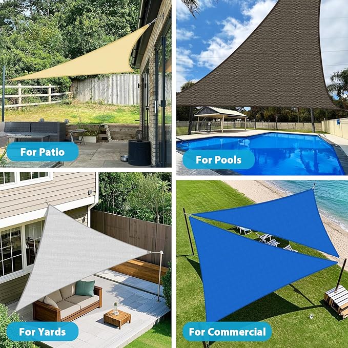 Amagenix Sun Shade Sail 12'X12'X17'Curved Edge Outdoor Shade Canopy Dark Green Breathable 95% UV Block Shade Cloth for Patio Garden Backyard (We Make Custom Size)