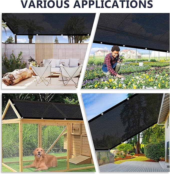 VICLLAX 50% Shade Cloth, 6x16FT Durable Black Mesh Trap with Every 3 FT Grommet, Sun Shade Fabric Netting for for Plants Cover, Greenhouse, Chicken Coop, Barn Kennel, Garden Patio