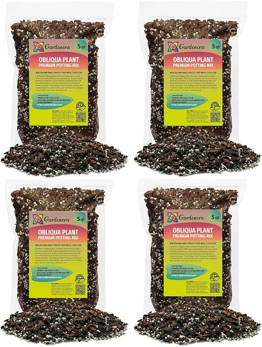 Trusted Monstera Obliqua Soil Mix - Strong and Healthy Plants by Gardenera - 20 Quart (4 Bags of 5 Quart)