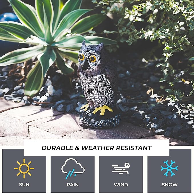 Galashield Owl Decoy | Plastic Owls to Scare Birds Away | Owl Statue for Garden & Outdoors - Pack of 3