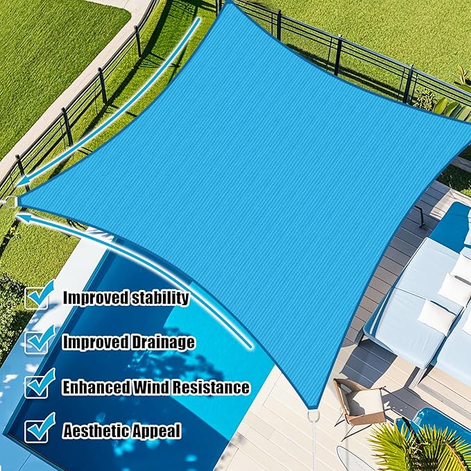 Amagenix Sun Shade Sail 5'X10' Curved Edge Outdoor Shade Canopy Turquoise Mixed Breathable 95% UV Block Shade Cloth for Patio Garden Backyard (We Make Custom Size)