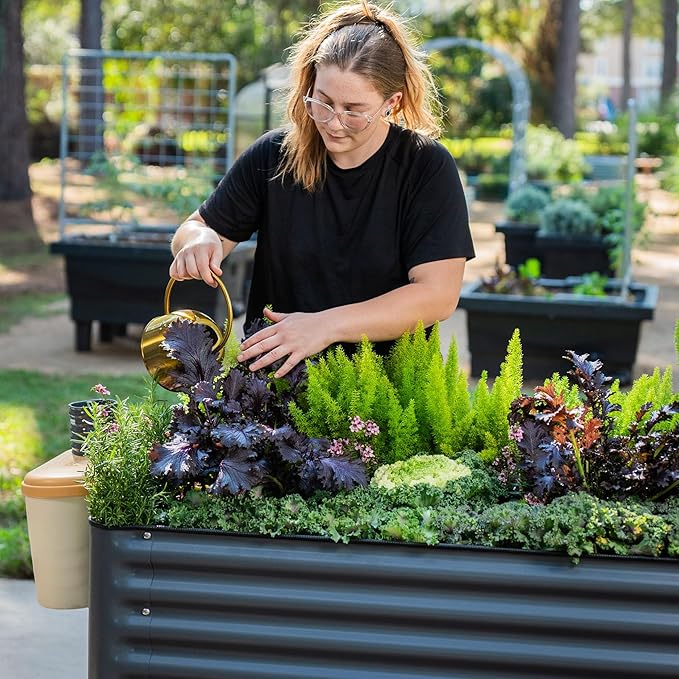 Elevated Raised Garden Bed-V Series, 2' x 6' Garden Beds with Legs & Storage Rack for Patio Porch, 1000 Lbs Weight Capacity, Outdoor Planter Boxes for Gardening Herbs Vegetables Flowers, Modern Gray