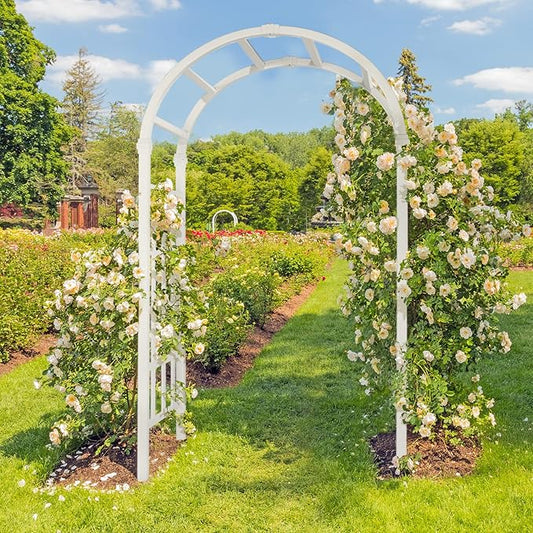 VINGLI Vinyl Garden Arbor, PVC Wedding Arch for Ceremony Party, Garden Trellis for Climbing Plants Outdoor, Arch Backdrop Stand for Garden, Backyard, Lawn