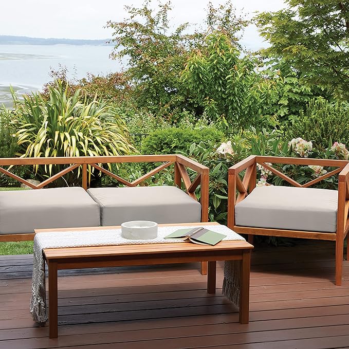 Classic Accessories Ravenna Water-Resistant 19 x 19 x 3 Inch Patio Seat Cushion, Mushroom, Chair Seat Cushion