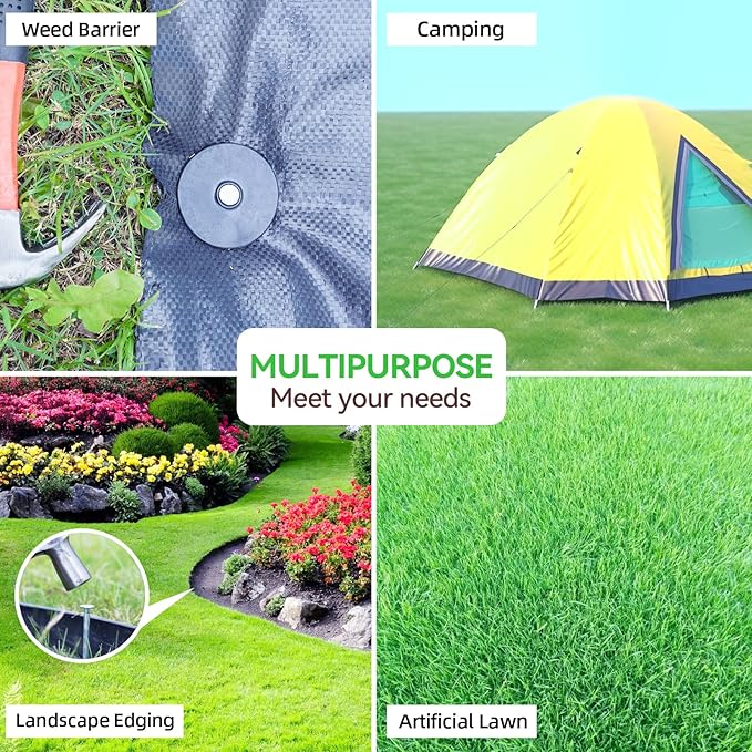 200 Pack Landscape Stakes with Gasket Caps - 6.3 Inch Heavy-Duty Galvanized Steel Garden Spikes are Used to Fixing Weed Barrier, Artificial Lawn, Patio Rug, Etc