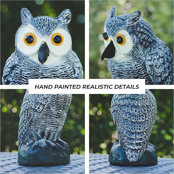 Galashield Owl Decoy to Scare Birds Away | Plastic Owls to Scare Birds Away | Owl Statue for Garden & Outdoors [Set of 2]