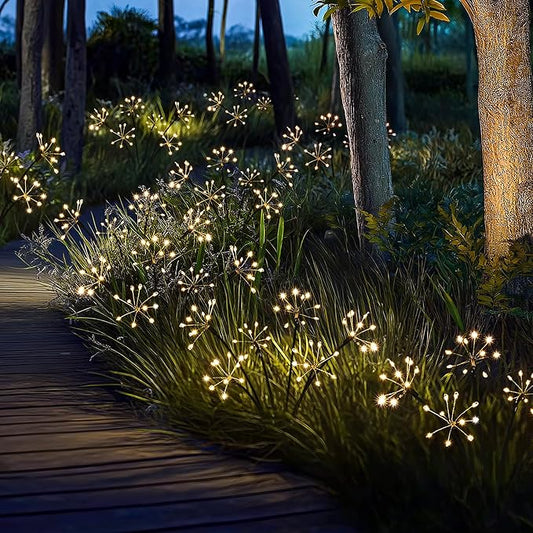 Solar Garden Decor Lights Outdoor, Solar Powered Lights Waterproof for Yard Patio Porch Flowerbed, Fairy Gardening Supplies Gifts Firwork(8 Pack Warm White)