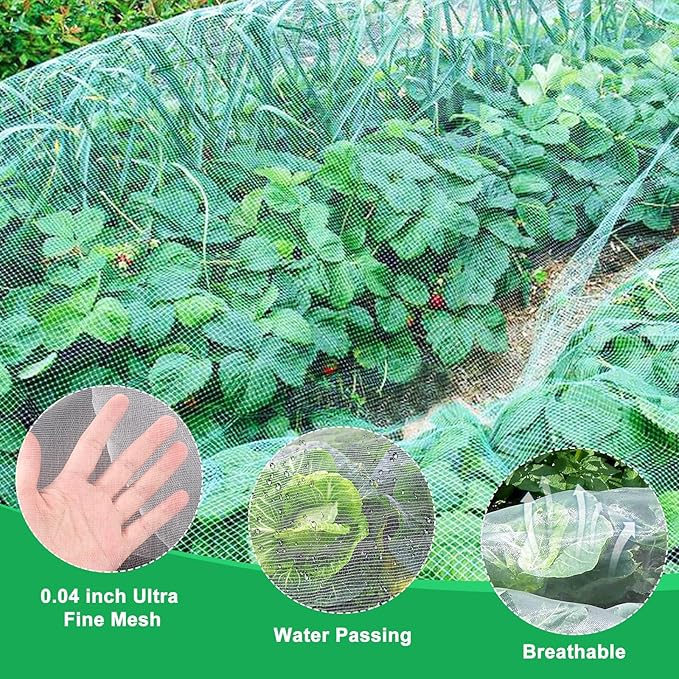 Garden Netting Pest Barrier, 6.5 X 16.4FT Insect Netting for Garden Raised Beds, Garden Bug Netting Plant Mesh for Blueberry Bushes, Figs, Plants, Vegetables Protection