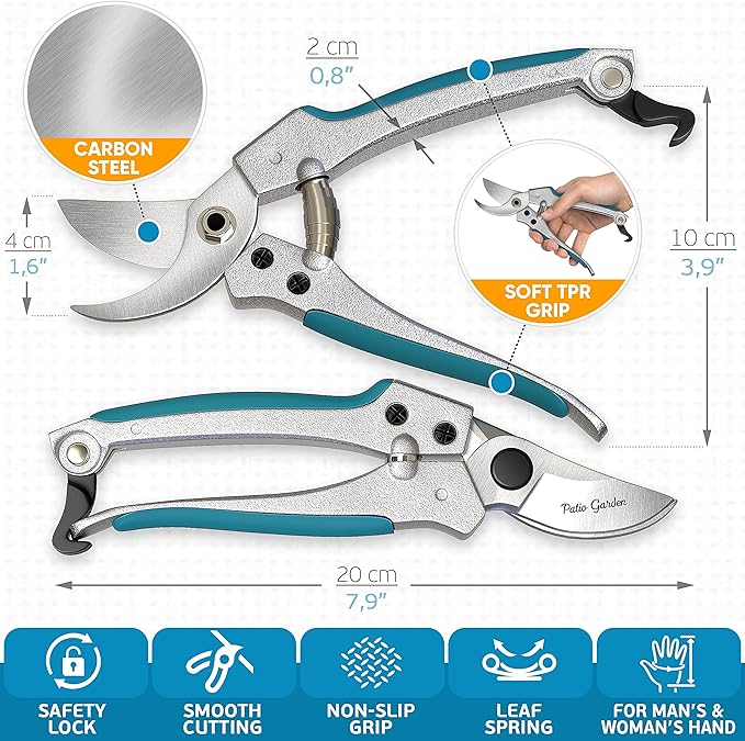 Gardening Tools Set from Alloy Steel - Heavy Duty Garden Tool Set with Light & Rubber Non-Slip Handle - Gardening Tool Kit - Ergonomic Garden Hand Tools - Gardening Gifts for Men and Women