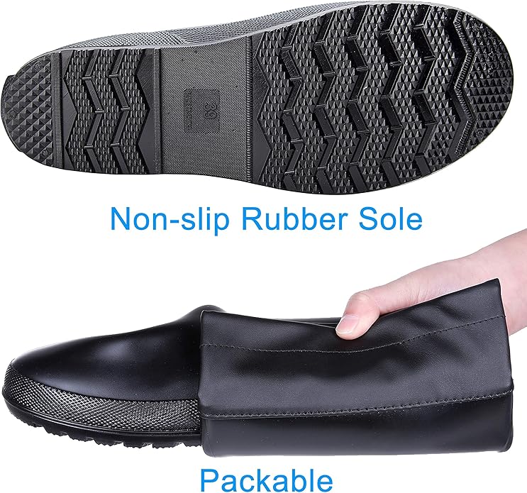 Asgard Packable Tall Rain Boots for Women Waterproof Rubber Garden Boots Ultra Lightweight Flat Mud Boots- NOT FOR WIDE CALF