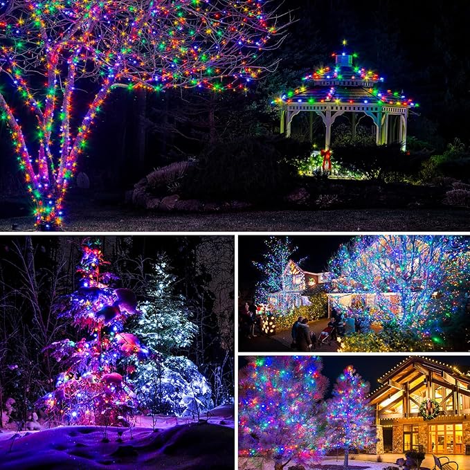 2 Pack Solar String Lights for Outside - 160LED 66FT Solar Fairy Lights Outdoor Waterproof 8 Modes, Copper Wire Solar Powered Twinkle Lights for Tree Garden Christmas Wedding Party Decor, Multicolor