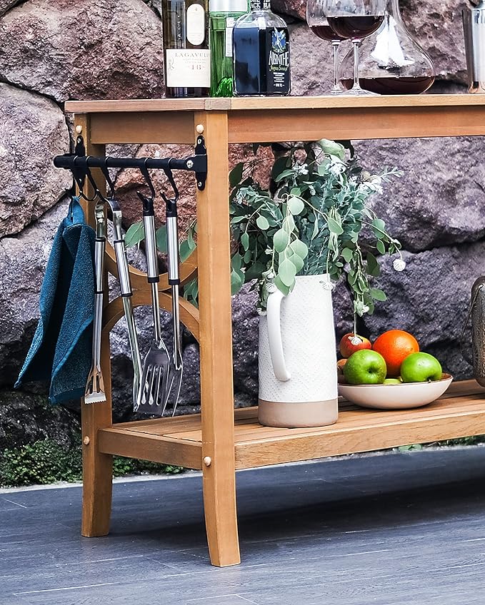 Cambridge Casual Chester Teak Wood Outdoor Console Table – Durable Accent Table for Patio, Deck, Porch and Garden - Perfect for Displaying Plants, Décor, Beverage and Other Outdoor Essential