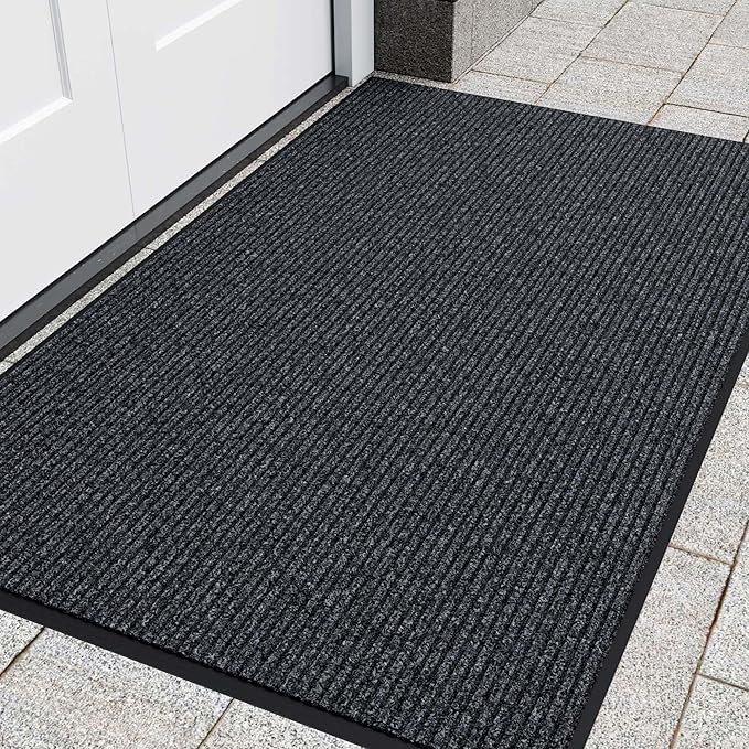 Front Door Mat, 72" x 48" Heavy Duty Indoor Outdoor Entrance Mat for Commercial Entryway, Welcome Durable Non-Slip Rubber Backing, Low-Profile for Entry, Gray