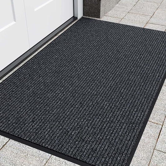 Front Door Mat, 72" x 48" Heavy Duty Indoor Outdoor Entrance Mat for Commercial Entryway, Welcome Durable Non-Slip Rubber Backing, Low-Profile for Entry, Gray