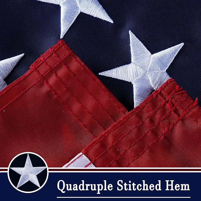 AZCOVER American Flag 4x6 FT US Flag for Outside Heavy Duty Nylon American Flags for Outdoor with Embroidered Stars Sewn Stipes and Brass Grommets United States Flag