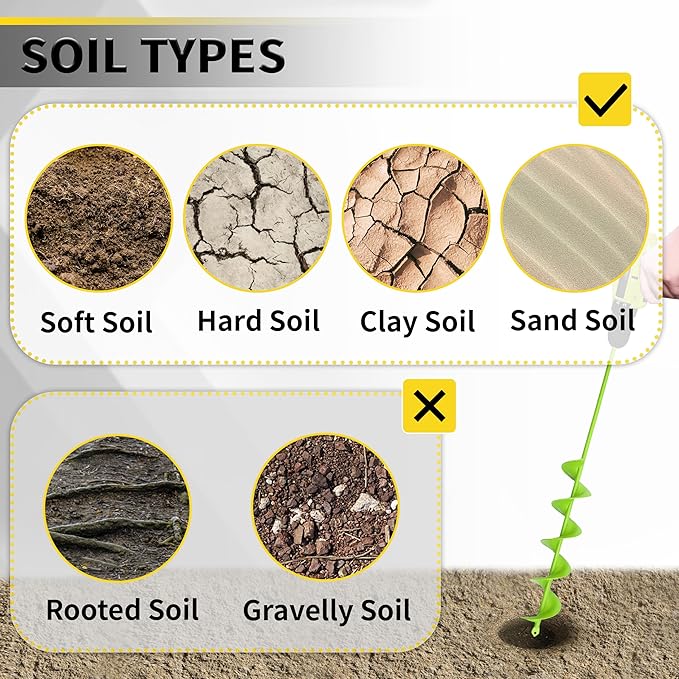 Auger Drill Bit for Planting - 3 x 24 inch Plant Auger for Cordless Drill - Bulb Planter Tool for Bulbs Planting&Holes Digging - 3/8" Hex Drive Drill