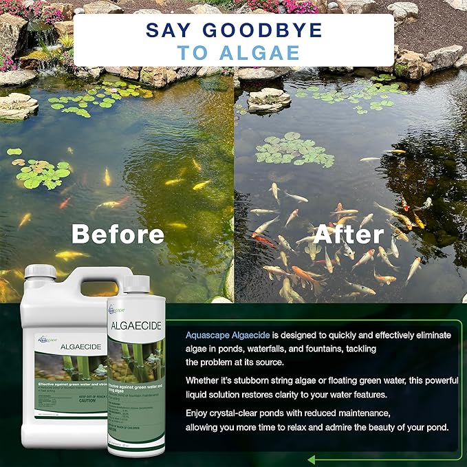 Aquascape Algaecide for Ponds, Waterfalls, and Fountains – Large-Scale Algae Control, 2.5 Gallons / 9.46 L, 96053