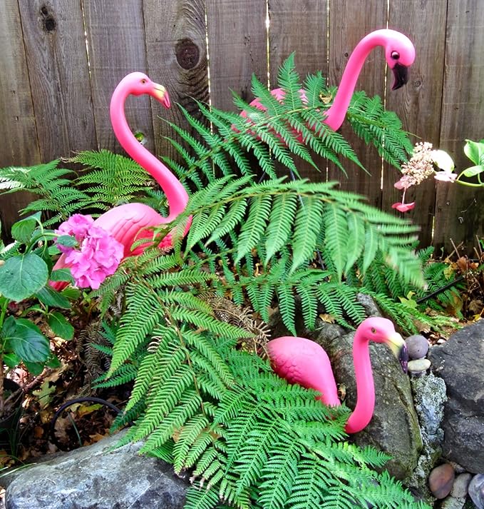 GiftExpress Pink Flamingos Yard Decorations - 4 Pack Extra Large 24" Tall Plastic Flamingo Statue w/Metal Stakes - Lawn Ornaments & Garden Decor for Outdoor Parties