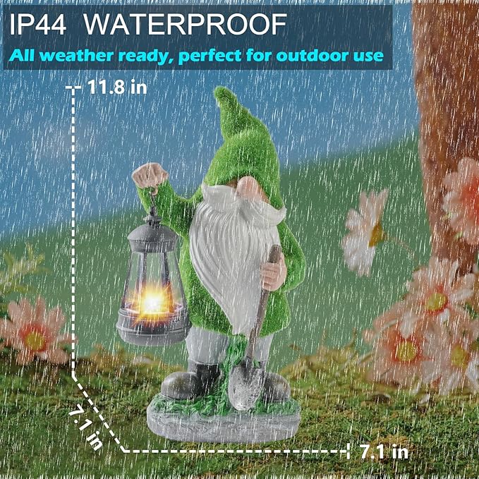 Elenon Garden Gnome Decor Solar Lights, Solar Elf Garden Figurines Outdoor Decorative, Solar Yard Art Garden Sculptures & Statues for Patio Yard Pathway