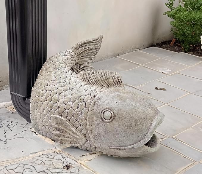 Fish Statues Gutter Downspout Extension Statues Garden Decoration,Resin Statue Outdoor Decor,Animal Downspout Diverter,Decorative Gutter Extension,3"×4" Downspout Extender Diverter Splash Block