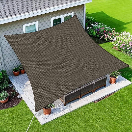 Amagenix Sun Shade Sail 15'X24' Curved Edge Outdoor Shade Canopy Mocha Breathable 95% UV Block Shade Cloth for Patio Garden Backyard (We Make Custom Size)