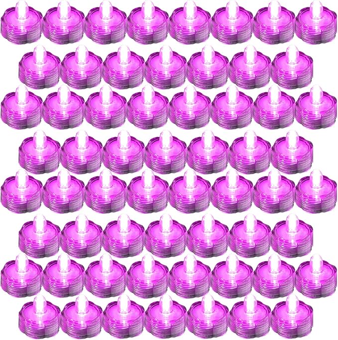 Bright LED Floral Tea Light Vase Submersible Lights for Party Wedding (Pink, 60 Pack)