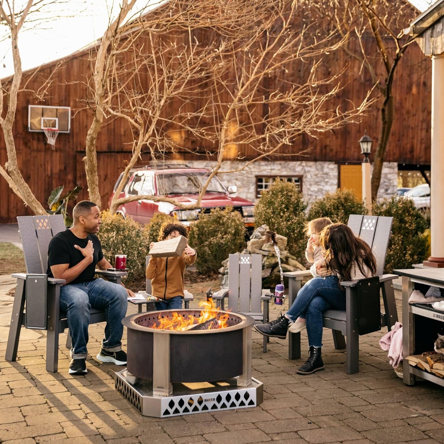 Breeo Smokeless Fire Pit (X Series 30, Corten Steel) | 34.5 inch Smokeless Firepit for Outside | 94 Pounds | Ideal for Families Compatible with Wide Range of Breeo Accessories