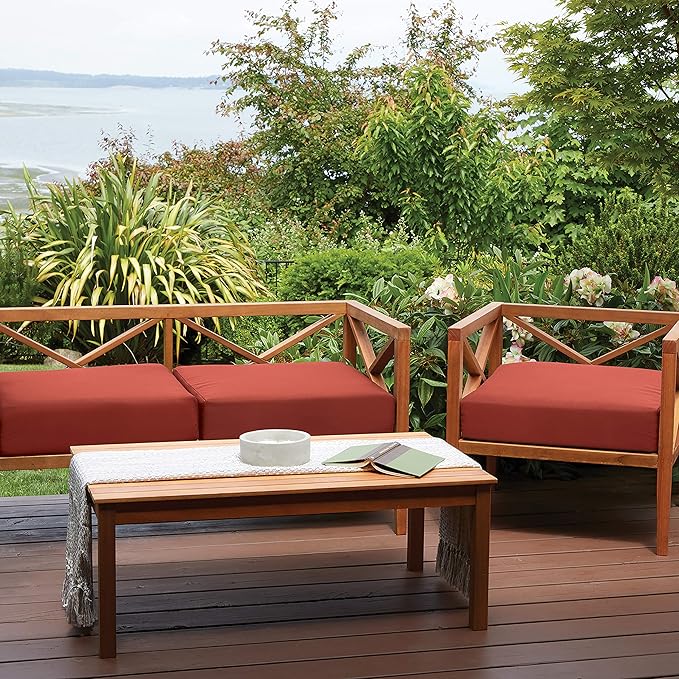 Classic Accessories Ravenna Water-Resistant 22 x 21 x 3 Inch Patio Seat Cushion, Spice, Chair Seat Cushion