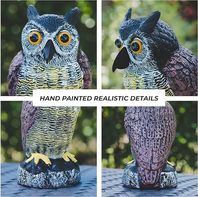 Galashield Owl Decoy to Scare Birds Away | Plastic Owls to Scare Birds Away | Owl Statue for Garden & Outdoors