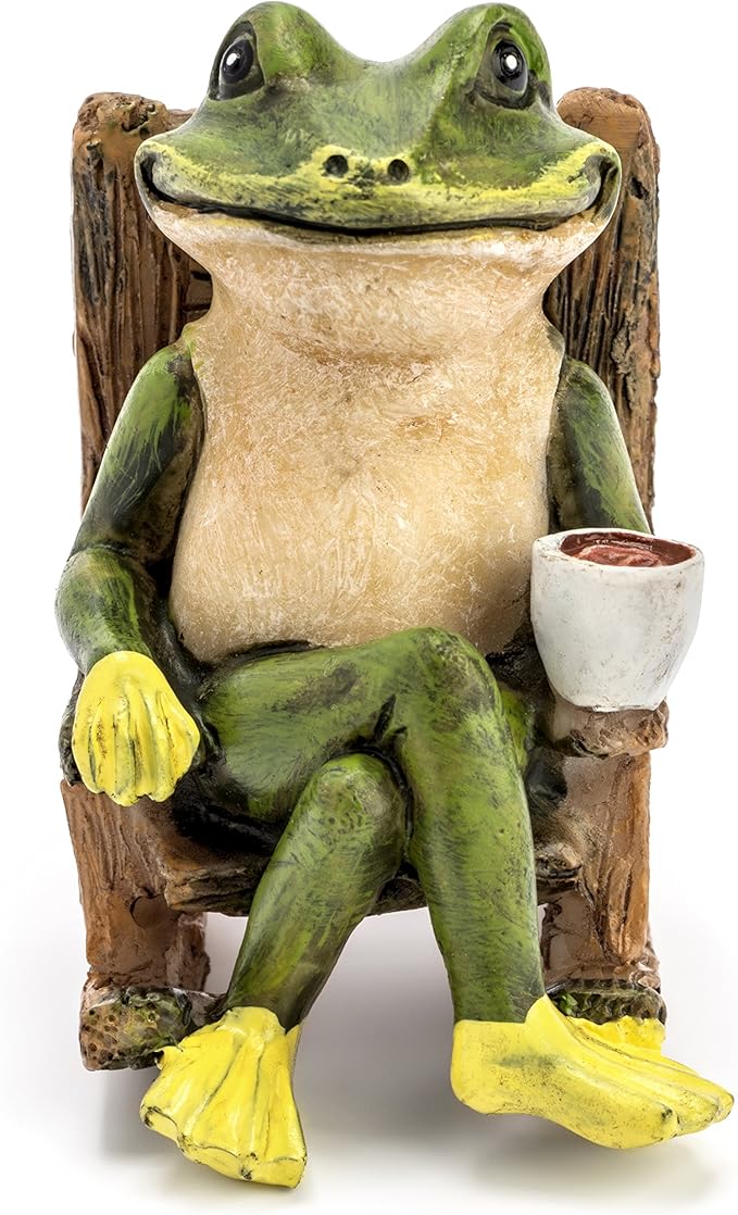 Miniature Frog Garden Statue - 2" Tall - Mini Outdoor Accessory Figurine for Fairy Garden