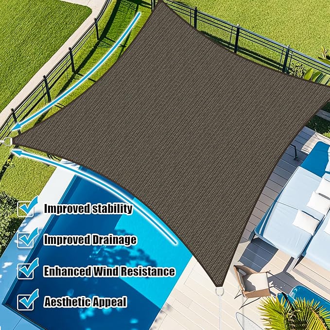 Amagenix Sun Shade Sail 5X6 Curved Edge Outdoor Shade Canopy Mocha Breathable 95% UV Block Shade Cloth for Patio Garden Backyard (We Make Custom Size)