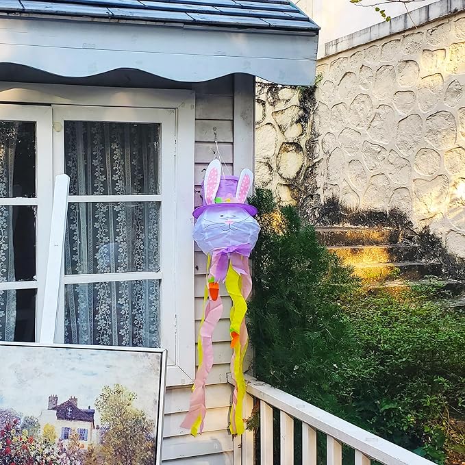 Easter Windsock Bunny Wind Socks Enduring Wind Socks for Outdoor Hanging Yard and Party Winter Festival Garden Décor 44.9 Inch