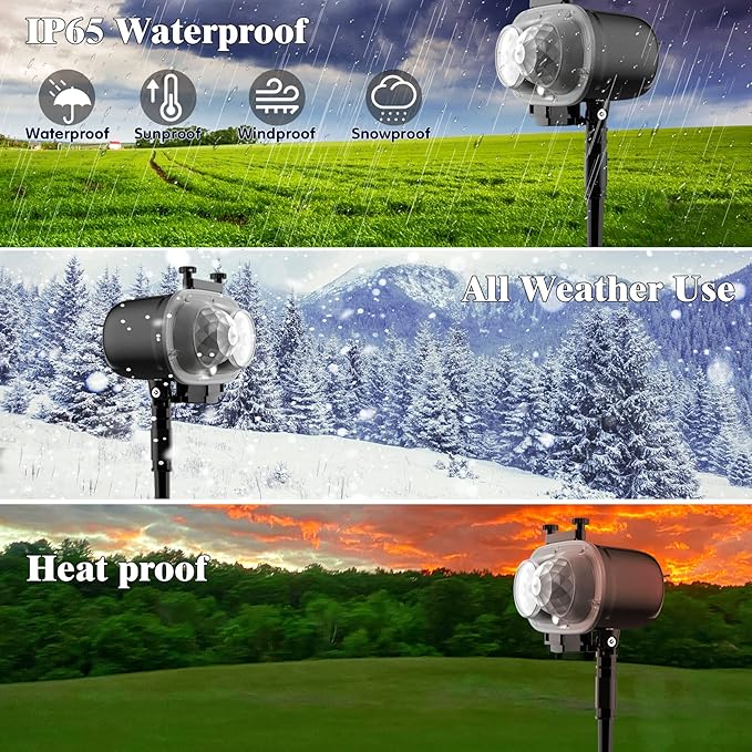 Christmas Projector Lights Outdoor, Holiday Projector With Remote Control Timer, 26 HD Effects (3D Ocean Wave & Patterns) Waterproof Landscape for Halloween Party Decorations
