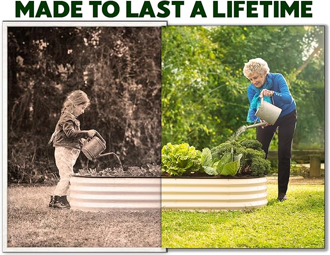 Galvanized Raised Garden Beds Outdoor // 4×2×1 ft (2-Pack) Planter Raised Beds for Gardening, Vegetables, Flowers // Large Metal Garden Box (White) // Patented Tool-Free Design