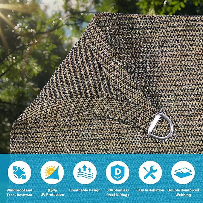 Amagenix Sun Shade Sail 15'X24' Curved Edge Outdoor Shade Canopy Mocha Breathable 95% UV Block Shade Cloth for Patio Garden Backyard (We Make Custom Size)