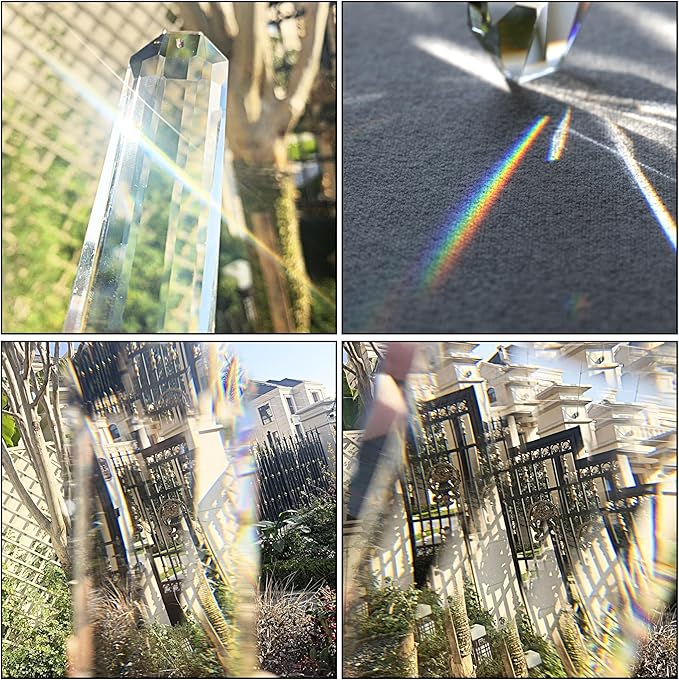 HDCRYSTALGIFTS Set 2 Crystal Suncatchers, 120mm Large Prism Sun Catchers Windows Hanging Ornaments Rainbow Maker Pendant Indoor Outdoor Garden Decor,Clear